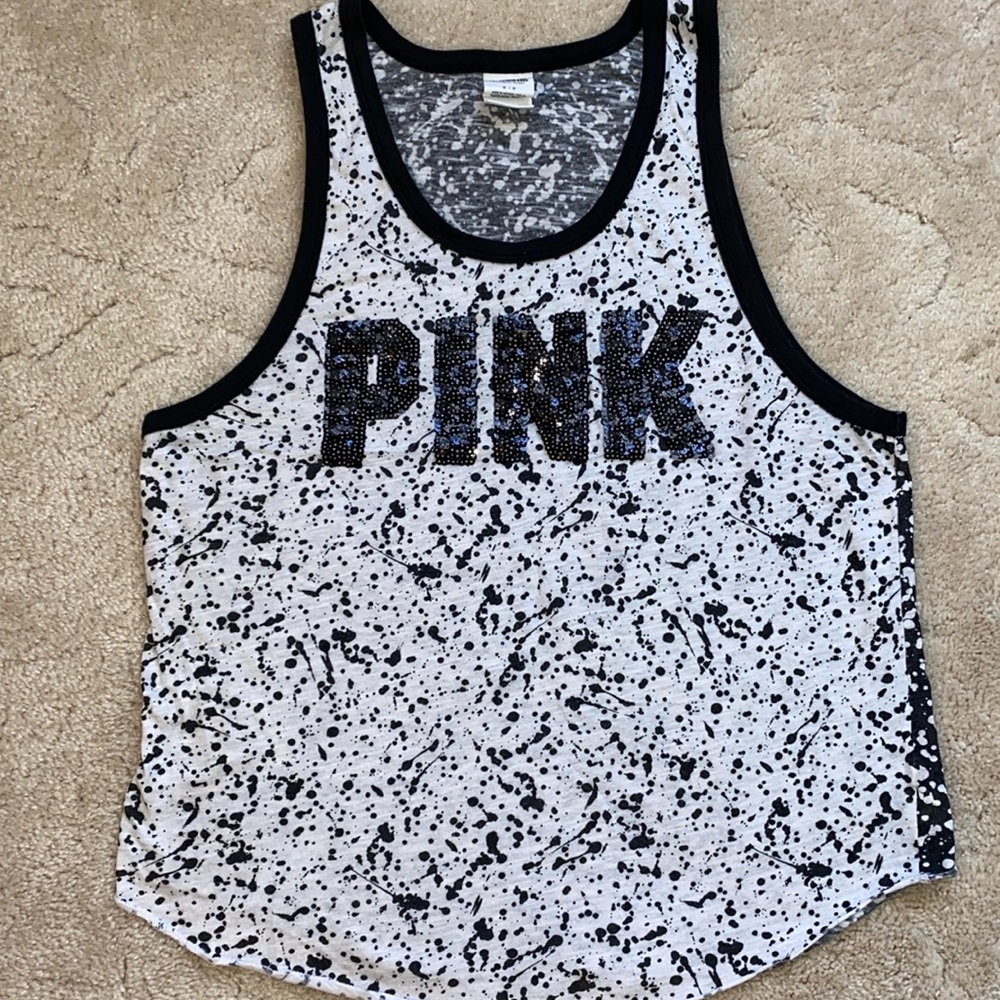 PINK Victoria’s Secret B&W bling tank, size S